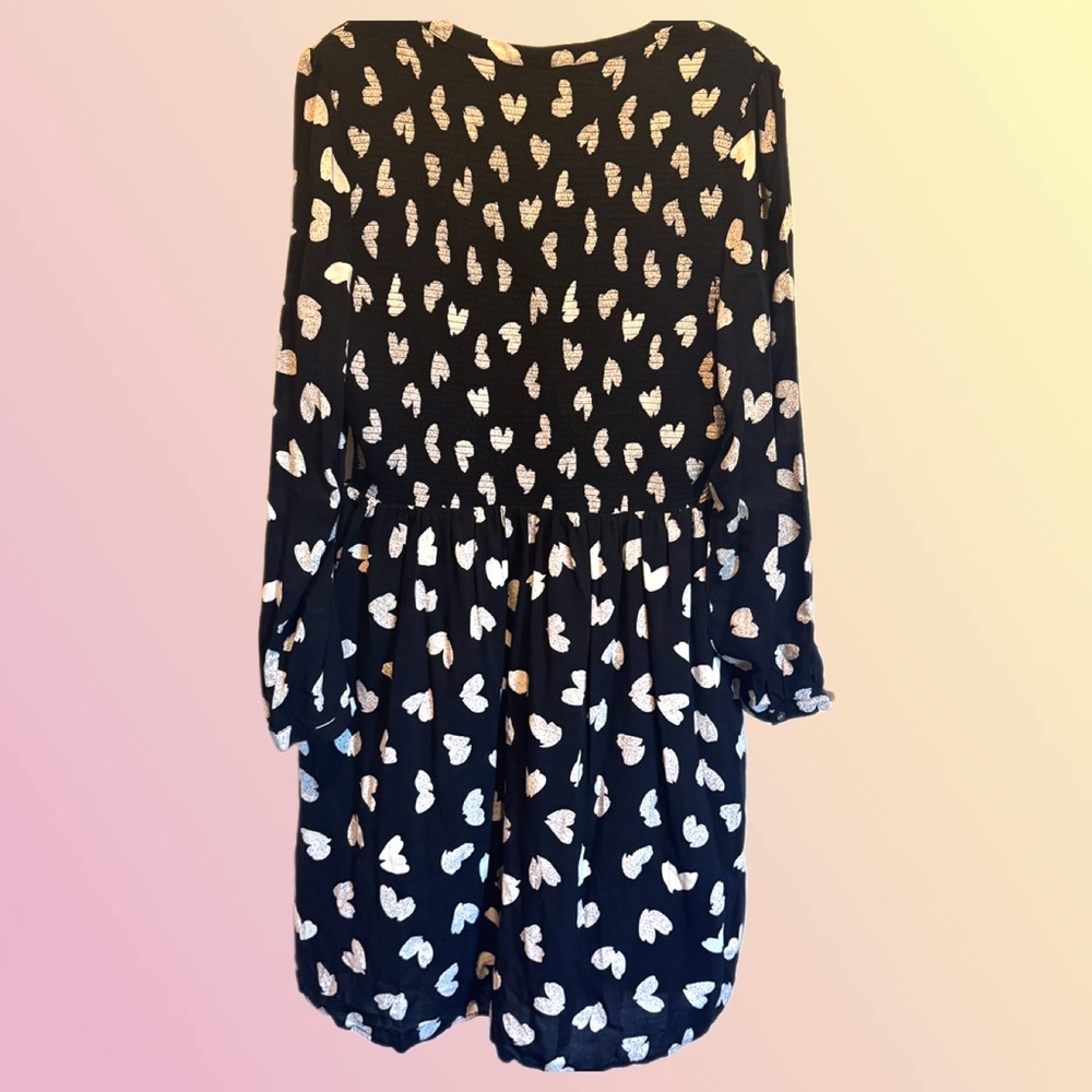Anthropologie / Maeve Black and White Heart Dress Size L - Picture 4 of 5